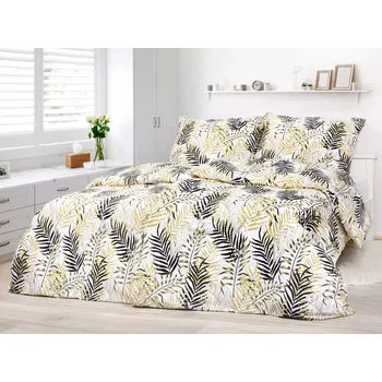 Povlečení Saténové povlečení Zlato-černé palmové listy 140x200+70x90