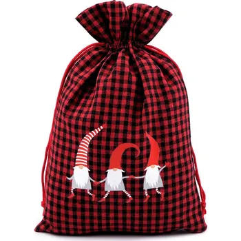 Dárkový pytlík káro skřítek 20x30 cm Varianta: červená, Balení: 10 ks