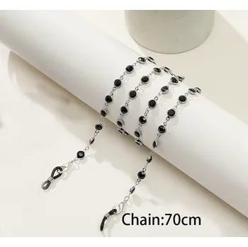 Šperk B-TOP Řetízek na brýle s kulatými krystaly ve zlaté nebo stříbrné variantě Druh barvy: Stříbrná/černá