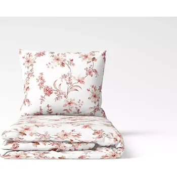 Povlečení Saténové povlečení Starorůžové květy 140x200+70x90