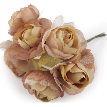 Hobby drát Umělá růže na drátku Varianta: 3 béžovozelená, Balení: 6 ks