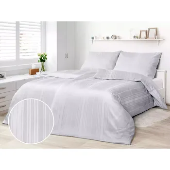 Povlečení Damaškové povlečení proužky - šedé 140x200+70x90