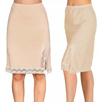 Dámské šaty SPODNIČKA DÁMSKÁ BÉŽOVÁ BAVLNĚNÁ POD ŠATY ZA KOLENA POHODLNÁ M BAVLNA