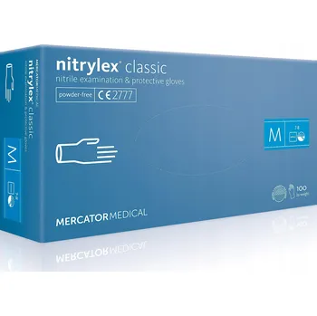 Vyšetřovací rukavice Nitrilové rukavice Mercator Medical M modré bez pudru 100 ks