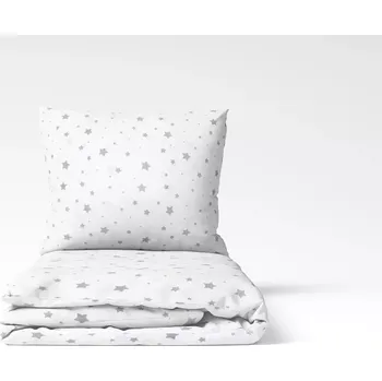 Povlečení Bavlněné povlečení Šedé hvězdičky na bílé 140x200 70x90