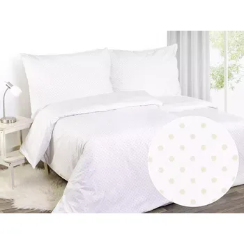 Povlečení Perkálové povlečení Béžový puntík na bílé 140x200+70x90