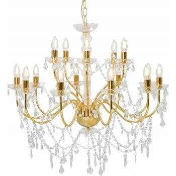 Dvoupatrový lustr, zlatý, 15 žárovek E14