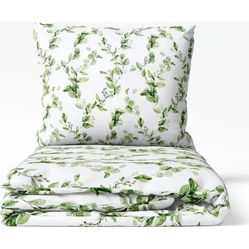 Povlečení Bavlněné povlečení Zelené listy 140x200+70x90