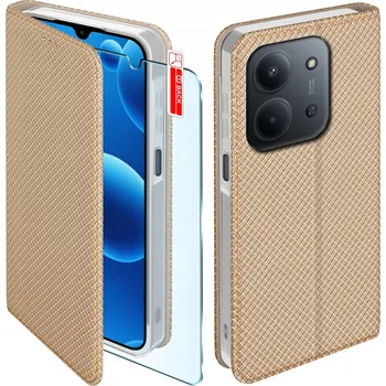 Pouzdro na mobilní telefon Pouzdro s klopou KrainaGSM pro Xiaomi, Redmi 15C 5G zlaté