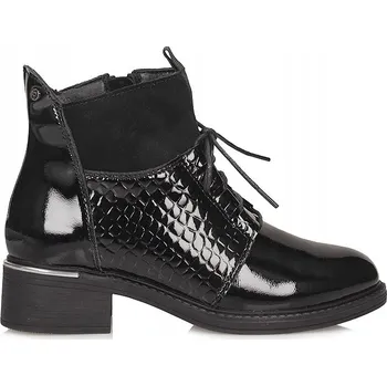 Dámské kozačky Kožené kotníkové boty dámské boty na vysokých podpatcích, Filippo lakovaná nad kotník vel. 39