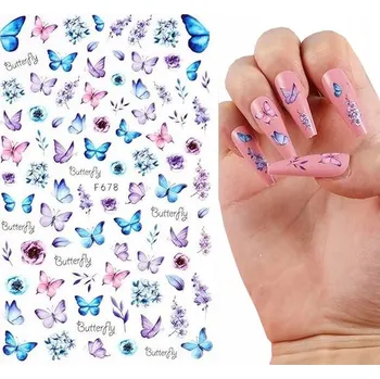 samolepka Samolepky na nehty PAZYOU F678 listy a motýli