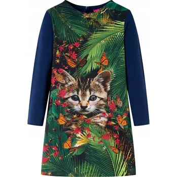 Dámské šaty Dětské ŠATY s dlouhým rukávem s kočkou, tmavě modré, velikost 104