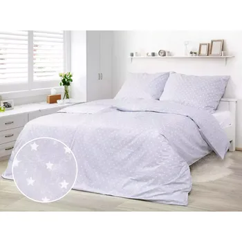 Povlečení Skodak Bílé hvězdičky na šedé 140 x 200, 70 x 90 cm