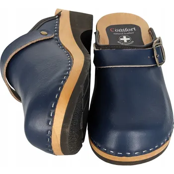 Pracovní obuv Dřeváky Zdravotní Obuv Pantofle Nazouváky Tmavě Modré Ortopedické Kožené 43