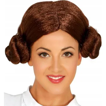 Karnevalová paruka Guirca paruka polodlouhé hnědé vlasy s copánky