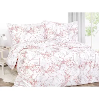 Povlečení Saténové povlečení Lilie na bílé 140x200+70x90