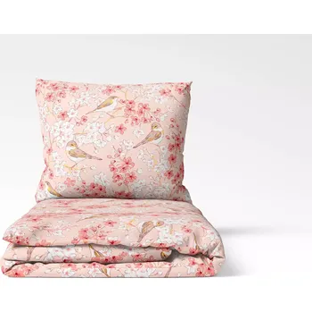 Povlečení Bavlněné povlečení Ptáčci s květinami 140x200+70x90