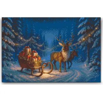 Diamantové malování Diamantové malování - Santovy sáně Velikost: 40x60cm, Rámování: Pouze srolované plátno, Diamanty: Kulaté