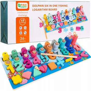 Dřevěná hračka DŘEVĚNÉ VZDĚLÁVACÍ HRY 4V1 TŘÍDIČ ČÍSLA LOVENÍ