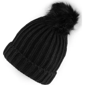 Jednorázová čepice Dámská / dívčí sada čepice s bambulí a nákrčník Varianta: 2 černá, Balení: 1 sada