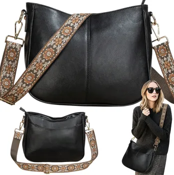 Kabelka DÁMSKÁ KABELKA PŘES RAMENO KOŽENÁ MĚSTSKÁ PROSTORNÁ ČERNÁ KABELKA PŘES RAMENO