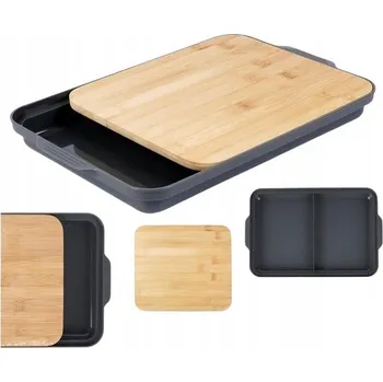 Kuchyňské prkénko Bambusové prkénko na krájení s tácem Smukee Home