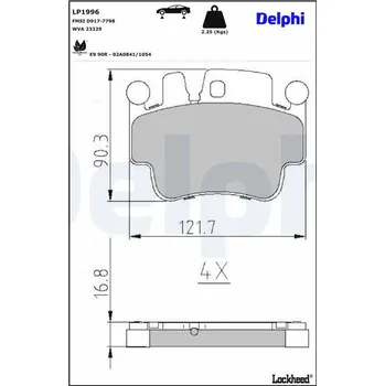 Brzdová destička Sada brzdových destiček, kotoučová brzda DELPHI LP1996