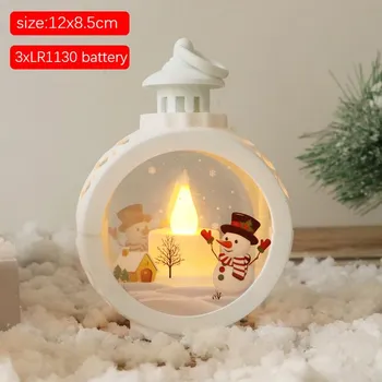 Vánoční dekorace Vánoční dekorace - svítící kulatá lucernička s vánočním motivem (na 3 x LR1130 baterie) Barva: kulatý -sněhulák bílý