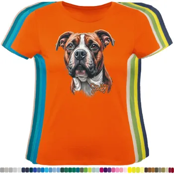 damske-levne-bavlnene-tricko-digitalni-potisk-stafordsirsky-bulterier Barva: Orange - oranžová, velikost: S