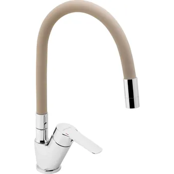 Vodovodní baterie Dřezová baterie s béžovým flexi ramenem Metalia 54, chrom