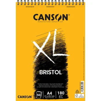 Canson XL Bristol Skicák v kroužkové vazbě A4, 180g, 50 listů