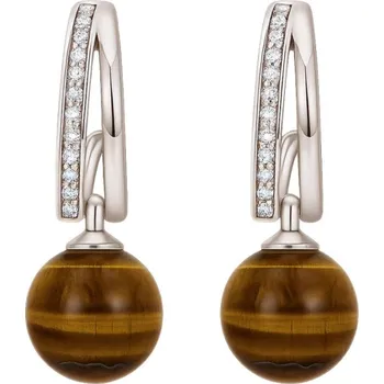 Náušnice JAY Náušnice s tygřím okem Vesper - stříbrné zapínání JAY-0174-20242733 Hnědá