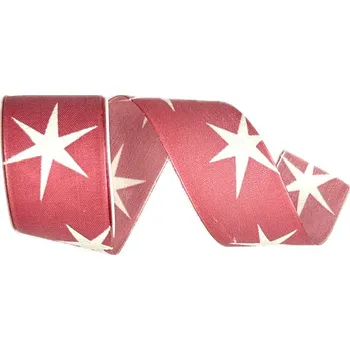 Stuha Stuha vánoční bavlněná SHOOTING STAR LIGHT RED čevená 40mm x 2m (14,-Kč/m) (Vánoční stuha bavlněná, oboustranná, s drátkem v lemu)