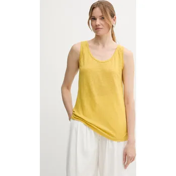 Plátěný top United Colors of Benetton žlutá barva, 37UJE8398 11X, vel. XS