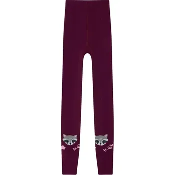 Dětská móda Dívčí kamaše Wolf & Wolfie P2516 tmavě vínové s mývalem