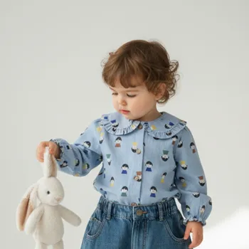 Dámská halenka BOBO CHOSES Džínová halenka Game Pawns all over - LIGHT BLUE Velikost: 18m