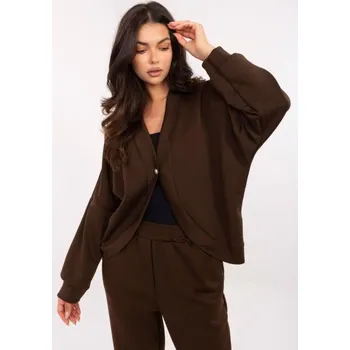 Tmavě hnědý komplet s oversize kardiganem RUE PARIS