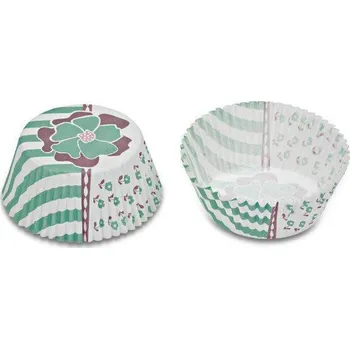 Stadter Německo Papírový košíček - tyrkysové květy a pruhy - Stadter | Cukrářské potřeby