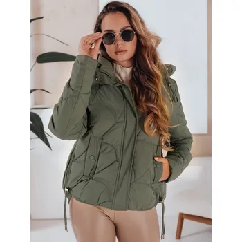 Dámská parka Dámská krátká prošívaná zimní bunda s kapucí TY5039 Barva: Zelená, Velikost: M