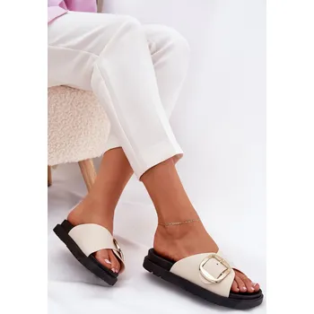 Dámské pantofle Dámské Pantofle Na Platformě Se u Přezkou Jovira Barva: Béžová, Velikost: 39