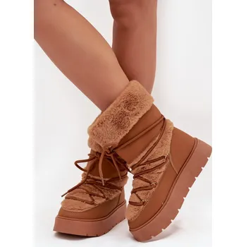 Dámská zimní obuv Dámské Sněhule S Kožíškem A Šněrováním Na Platformě Marinna Barva: Béžová, Velikost: 37