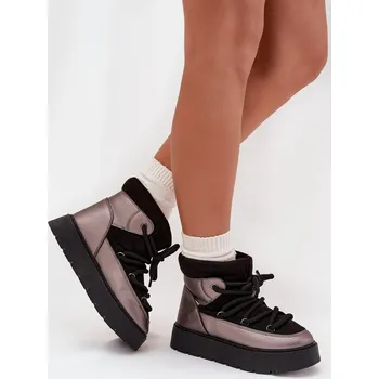 Dámská zimní obuv Nízké dámské sněhule s teplým kožíškem a silným šněrováním Xarina Barva: Černá, Velikost: 39