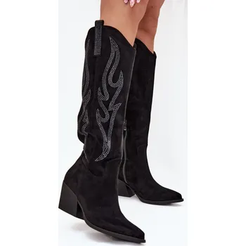 Dámské kozačky Boto Dámské Kavalírské Boty Se Zdobením Na Podpatku Jovina Barva: Černá, Velikost: 37