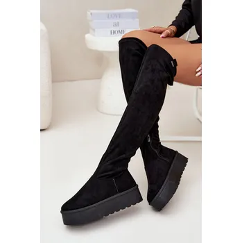 Dámské kozačky Dámské Kozačky Na Platformě Nad Kolena Big Star SS274264 Barva: Černá, Velikost: 40