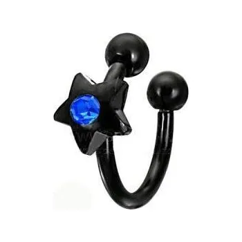 Piercing Piercing černý se zirkonem 839 (piercing chirurgická ocel)