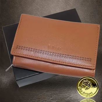 Peněženka Dámská camel kožená peněženka BELLUGIO s monogramem a vlastním textem – originální dárek Vyberte variantu: + MONOGRAM | zdarma | + Akce - zlatá mince Pro štěstí ZDARMA