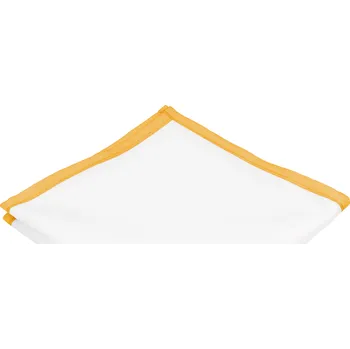 Látkový kapesník Bílý pánský kapesníček s hořčivově žlutým lemem