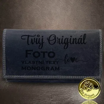 Peněženka Tvujoriginal Jde to i na černou kůži. Dámská peněženka s monogramem, textem, fotkou Černá