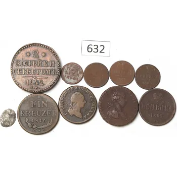 Staré Ruské i Rakouské Mince v sadě 10 kusů, Konvolut (Staré mince v sadě 10ks)