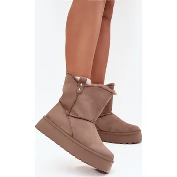 Dámská zimní obuv Dámské Sněhule Na Platformě S Kožíškem Evelira Barva: Béžová, Velikost: 36